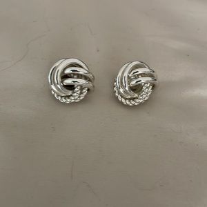 Large Silver Knot Earrings